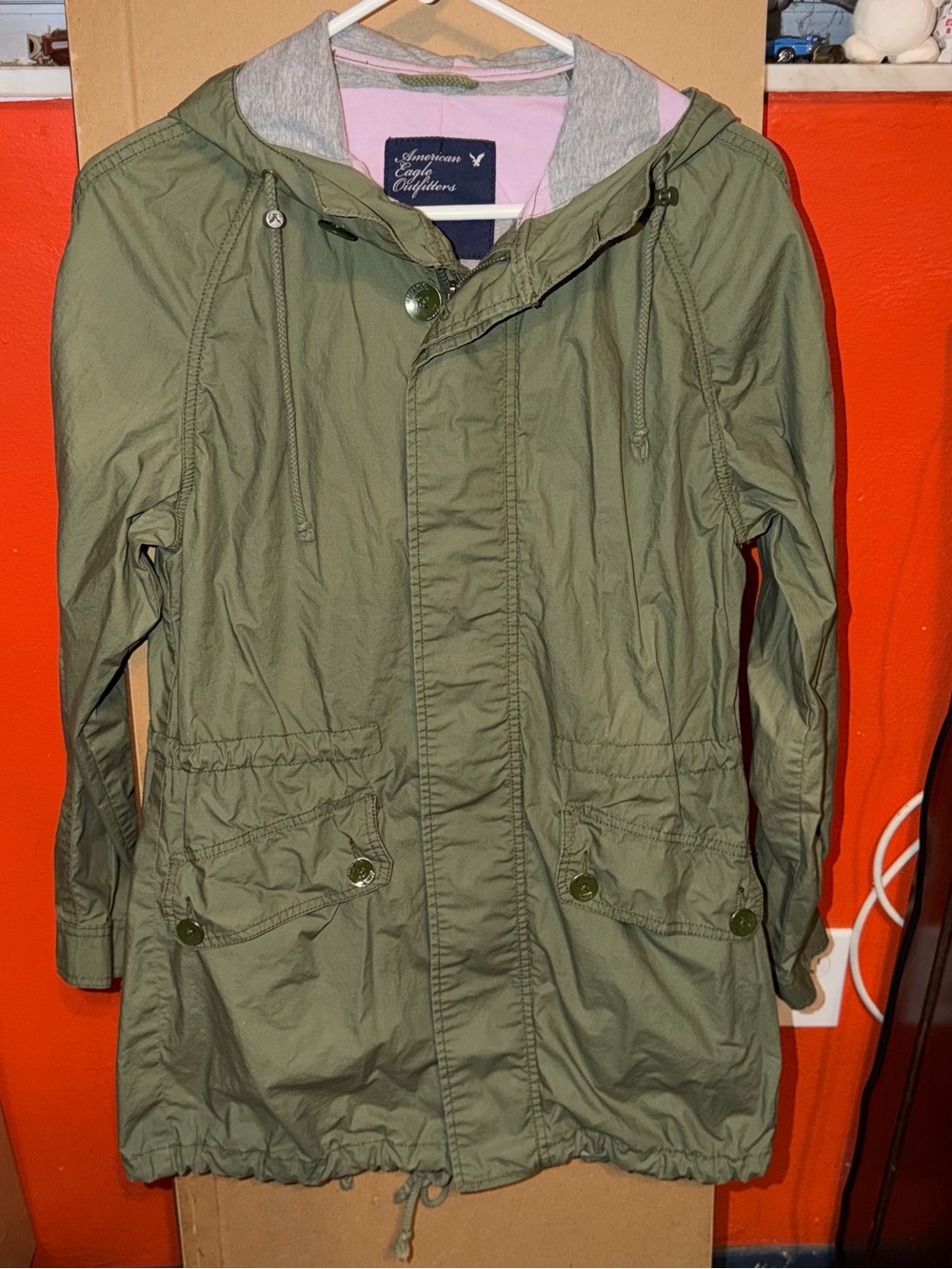 Vintage American Eagle Olive Green Hooded Utility Jacket